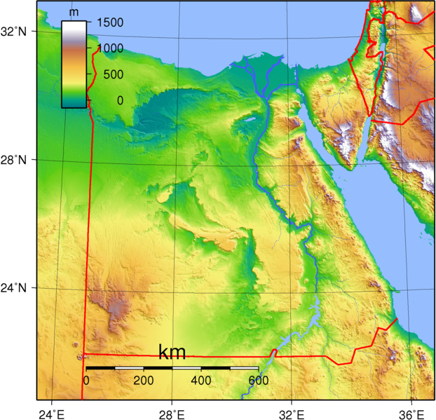 Ägypten, Relief, Topographie, Karte